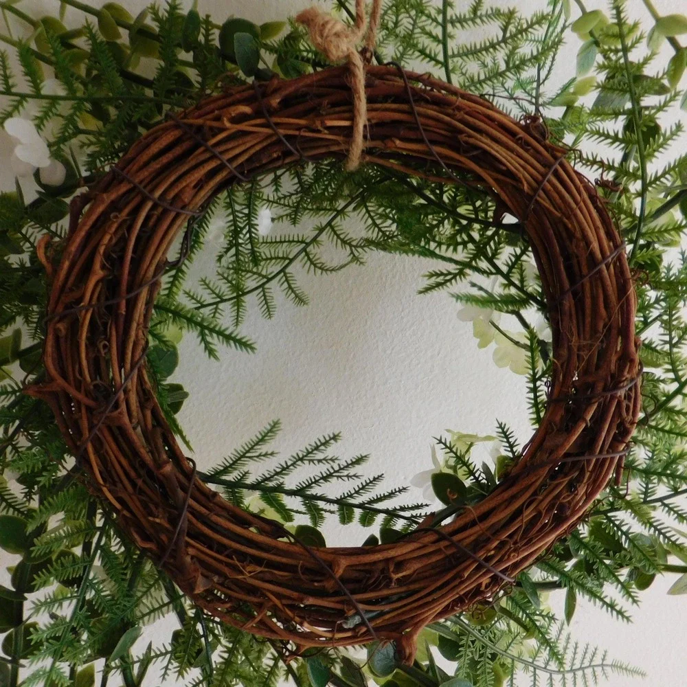 Ferns‎ Vines Hydrangea Mini Wreath White Flowers Candle Ring Wedding decor